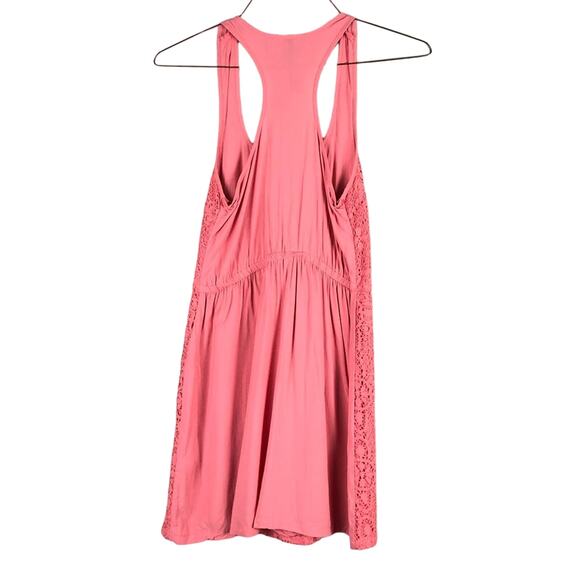 LC Lauren Conrad Pink Drawstring Lace Overlay Lightweight Racerback Tank Dress - Picture 3 of 5